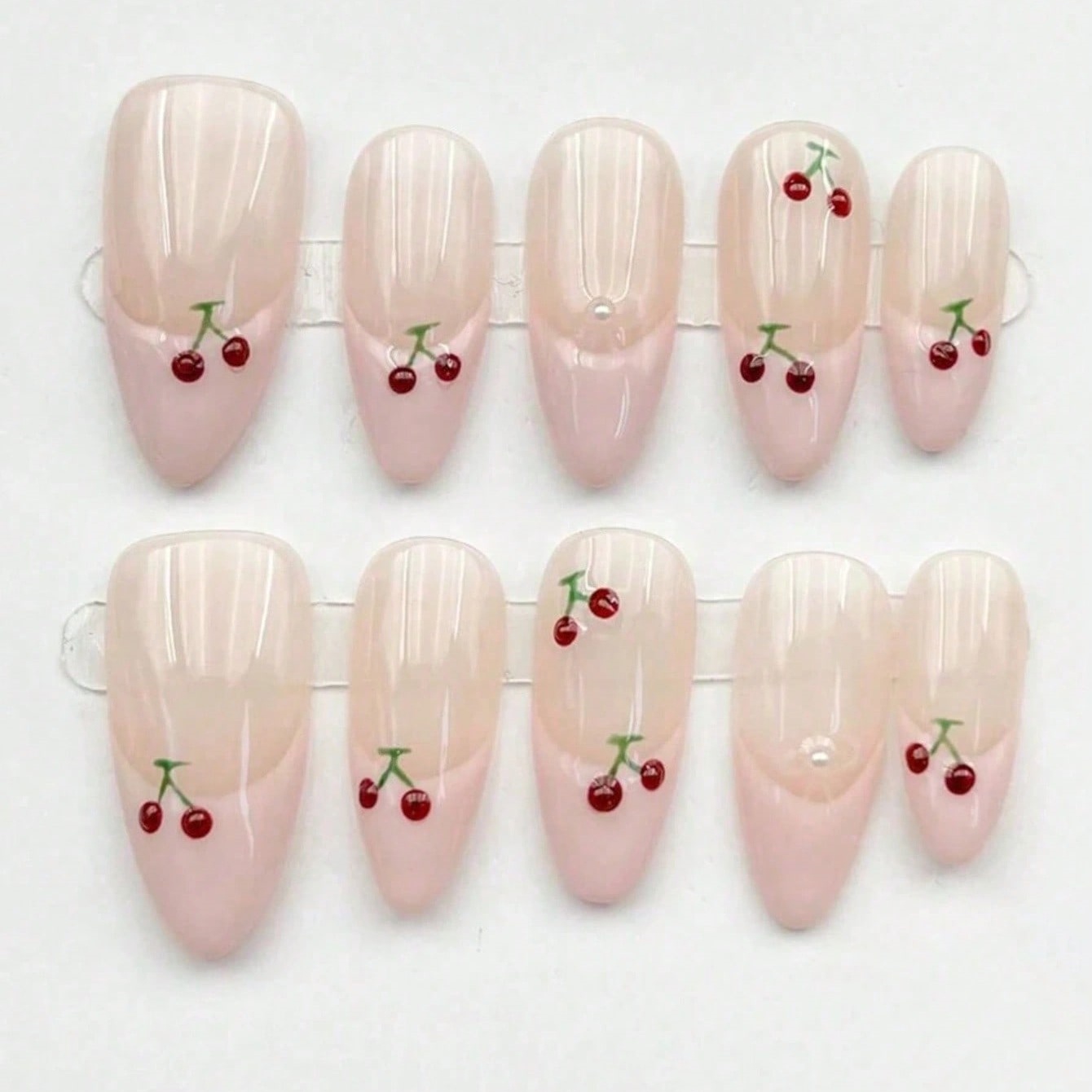Nail Art Pink - 10 stuks medium amandelvormige nude roze