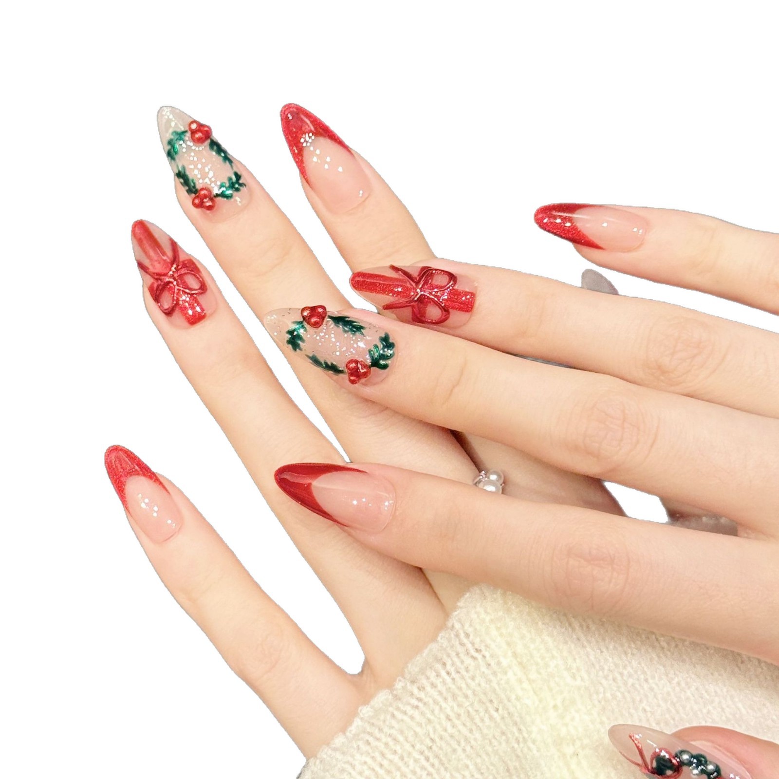 10 stuks Kerst Rood Naakt Medi - Nail Art Press On recensie en prijs